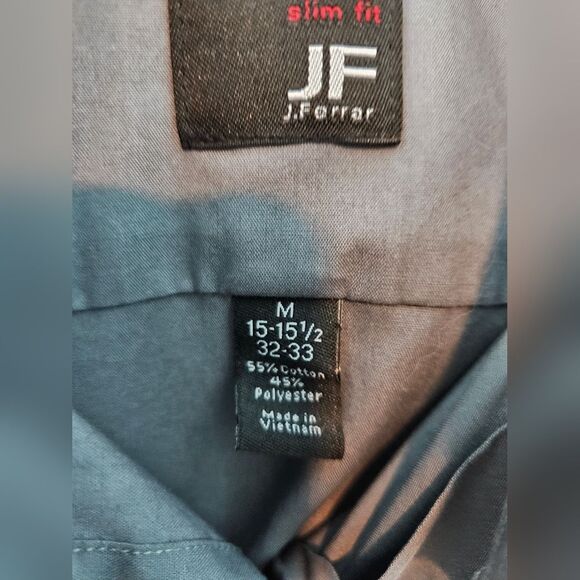 JF J FERRAR Gray Dress Shirt Elegant Cotton Blend Mens M - Picture 3 of 3